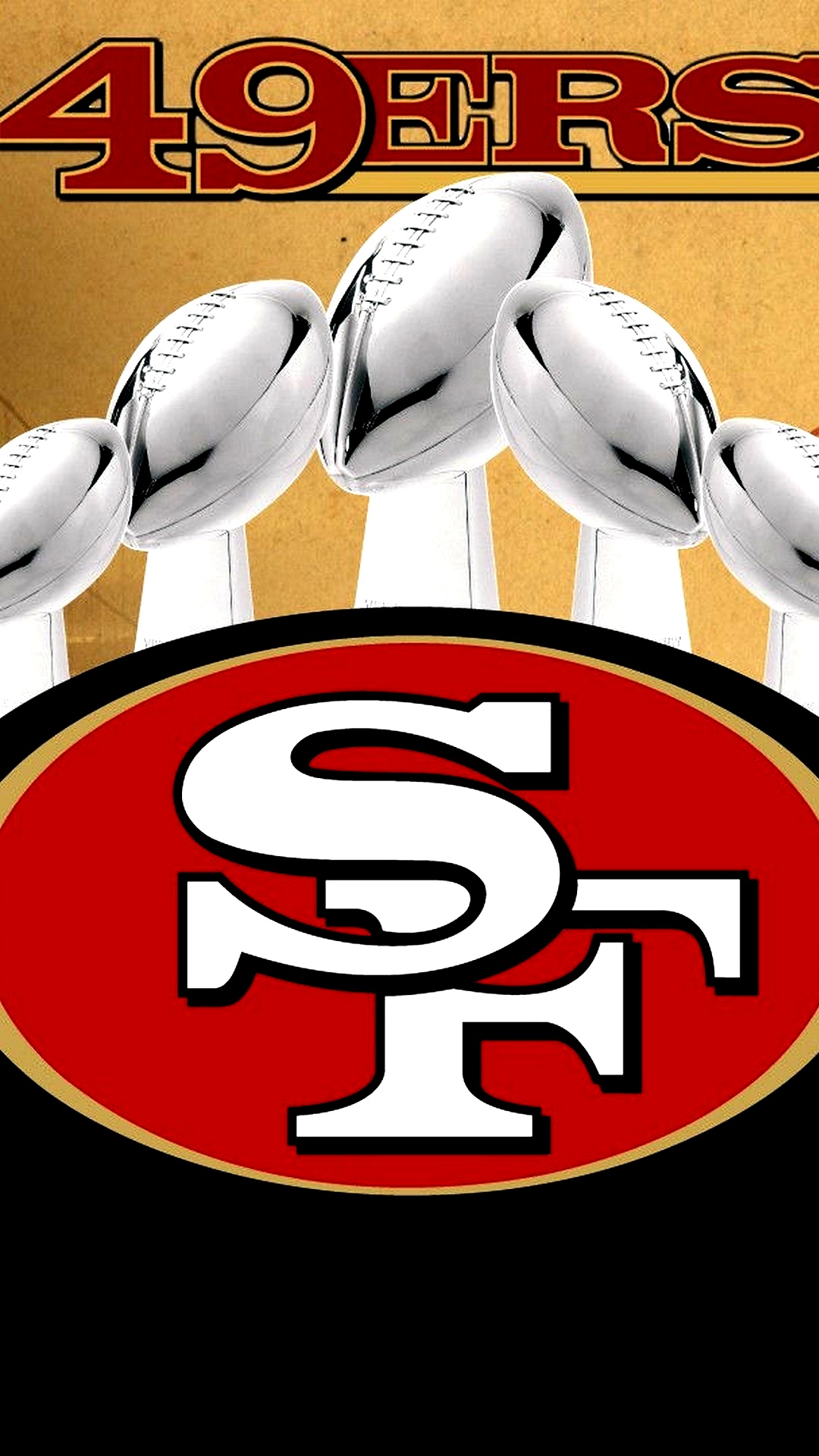 Screensaver iPhone San Francisco 49ers with high-resolution 1080x1920 pixel. Donwload and set as wallpaper for your iPhone X, iPhone XS home screen backgrounds, XS Max, XR, iPhone8 lock screen wallpaper, iPhone 7, 6, SE and other mobile devices